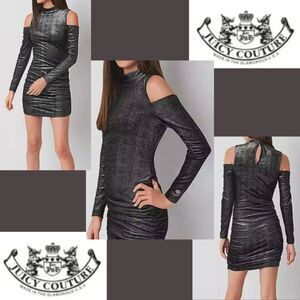 NWT Juicy By Juicy Couture Metallic Long Sleeve Cut Outs Bodycon Dress